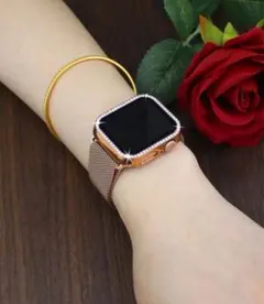 Apple Watch用 ゴールドメッシュバンド ストーン付き