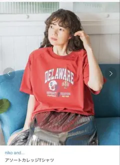 美品‼️niko and... アソートカレッジTシャツ レッド L