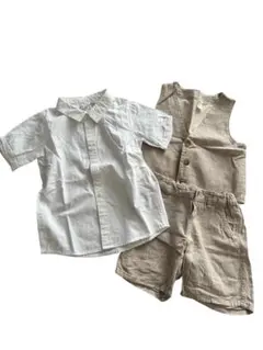 H&M 男の子　1歳半〜2歳 90 半袖シャツ・ベスト・短パンセット　セレモニー