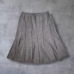 【日本製】ウール混 ヘリンボーン フレアスカート グレー