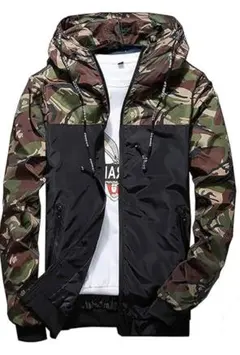 メンズ カモフラ柄 パーカー フード付き 服 軽量 防風 撥水 ジャケット