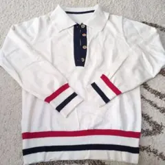 美品✨️ゴルフホワイト ポロシャツスタイル ニットセーター