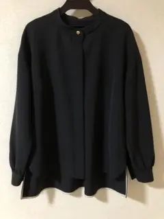 BARBA シルク ブラウス ネイビー 比翼仕立て - メルカリ