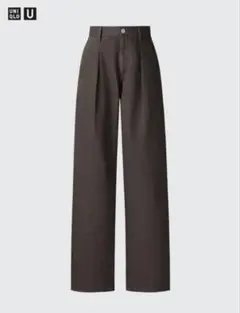 UNIQLO U デニムタックパンツ 丈長め ブラウン