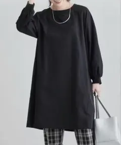 新品タグ付き★SHOO・IA・RUE 黒ブラックチュニックワンピース　Lサイズ
