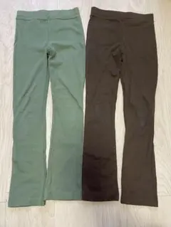 リブ素材 ロングパンツ 2色セット