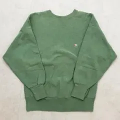 【Champion】 リバースウィーブ 刺繡タグ グリーン L USA製 90s
