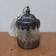 アンティーク調 ガラス製 LEDランタン タッセル付き