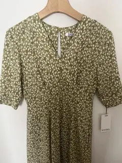 SNIDEL 花柄 半袖ロングワンピース グリーン 新品タグ付き