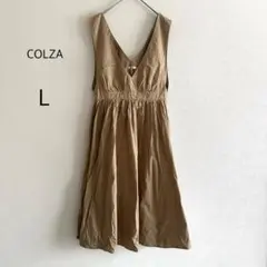 COLZA コルザ ジャンパースカート ワンピース Vネック ベージュ Lのサムネイル