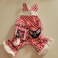 犬服 オーバーオール　サロペット　赤　SSサイズ