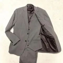 美品⭐️GU セットアップ　スリーピース ストライプ　グレー　ストレッチ製　M