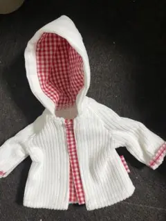 ドール用ホワイトコーデュロイフードコート