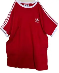 【完売モデル】　adidas リンガーネック　アディダス　Tシャツ　赤　美品 完売モデル】 adidas リンガーネック アディダス Tシャツ 赤 美品