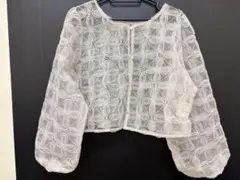 フワッとかわいい！花柄刺繍 シアー カーディガン ホワイトのサムネイル