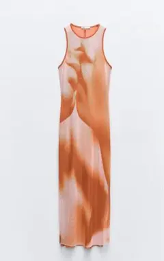 ZARA✳︎ノースリーブロングワンピース オレンジピンク