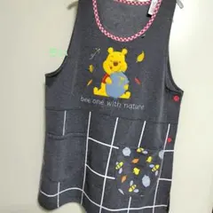 最終価格★くまのプーさん M-L 裏起毛 エプロン☆保育士 ディズニー★