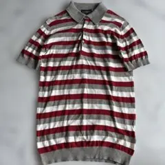 ✨美品✨ ジョンスメドレー半袖ポロシャツ赤グレー シーアイランドコットン