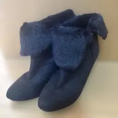 ブラックスエード風 フェイクファー ブーツ gracier