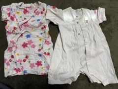 ウサギ刺繍のピンクロンパース 95cm以下