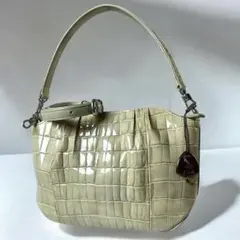 JRA認定 シャイニングクロコダイル 両面センター取り ショルダーバッグ