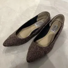 CLOSSHI ハリスツイード ポインテッドトゥフラットシューズ