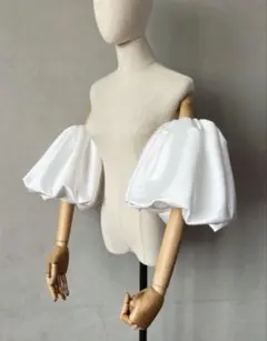 ウェディングドレス　付け袖　サテン生地 ホワイト パフスリーブ