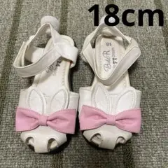 BdeR ウサギ耳サンダル 18cm ホワイト/ピンクのサムネイル