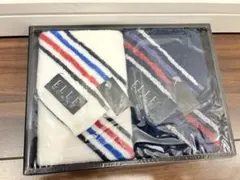 未使用　ELLE ストライプデザイン タオルハンカチ 2枚セット　箱あり