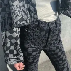 EMODA 総柄デニムパンツ ブラックグレー サイズ0のサムネイル