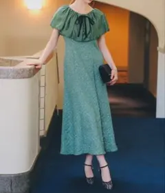 Dorry Doll マルチケープジャガードドレス グリーン