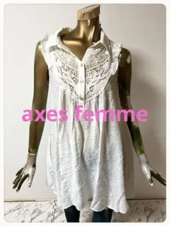 ☘️T22545☘️axes femme 襟付き ノースリーブチュニック Mのサムネイル
