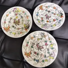 中国景徳鎮 陶磁器皿 皿 食器 3枚 アンティーク 中華 中国