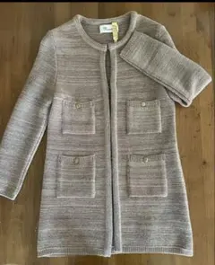 ノーカラージャケット ベージュ系 4ポケット