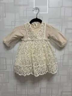 アイボリー 長袖ドレス 90cm