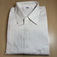 UNIQLO M ベージュ ストライプ 長袖シャツ