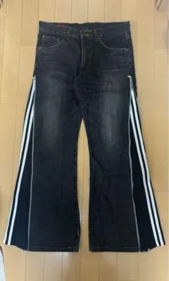 EDWINブーツカットデニム リメイクデニム　adidas　ドッキング構築