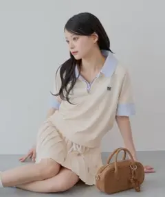chico 刺繍入り襟付きポロニット アイボリー 新品タグ付き