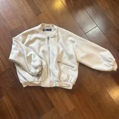 ZARA スエード グレー ボンバージャケット クロップド丈