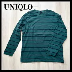美品 UNIQLO ボーダー 長袖 Tシャツ ロンT カットソー メンズ L