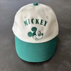 ミッキーキャップ ホワイト/グリーン　子供　レディース　レトロ