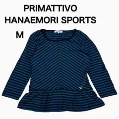 ハナエモリ スポーツ❤長袖Tシャツ M 黒 青 ボーダー フレア 刺繍 蝶刺繍のサムネイル