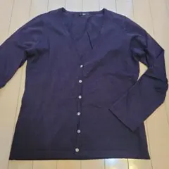 INED パープル Vネック 長袖ニット 15号