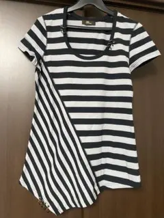 ★新品★ Durer 半袖Tシャツ ブラック×グレーボーダー リング装飾のサムネイル