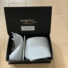MASIMO plus シルバー ドット柄 ネクタイセット