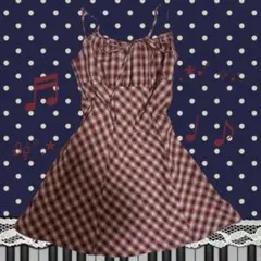 ミニワンピース キャミワンピース リボン チェック柄