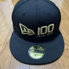 59FIFTY ニューエラ 100周年ロゴ フロント ブラック × ゴールド