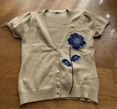 ピンクハウス★POINBLEU★ポインブルー★半袖ニットカーディガン★花モチーフのサムネイル
