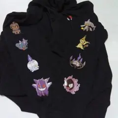 ポケモン ゴーストタイプ パーカー ブラック モンスターボール刺繍 L