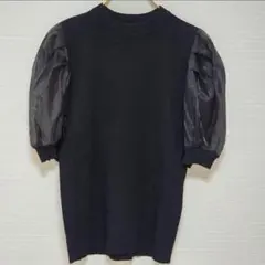 美品】サカイ 22AW ドッキングショートスリーブニット ma-1 ブラック